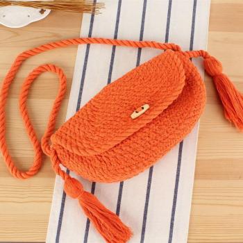 stylish new 10 colors solid color weave straw beach crossbody bag