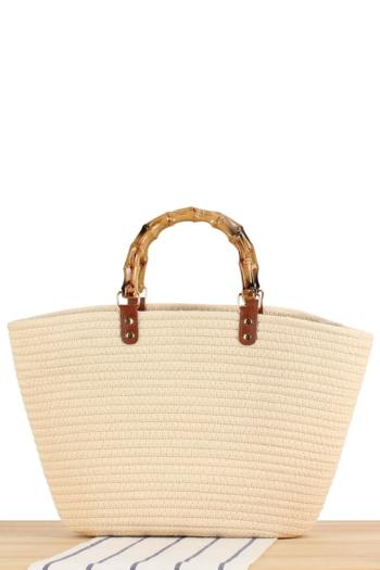 stylish new solid color straw open design tote bag