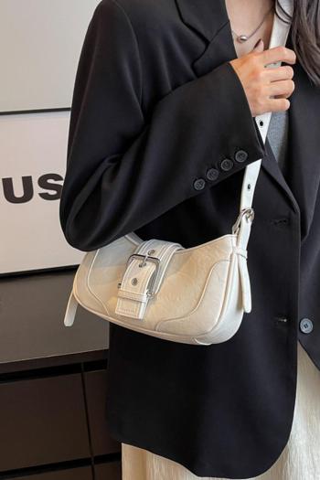 stylish new 3 colors pu magnetic button zip-up shoulder bag