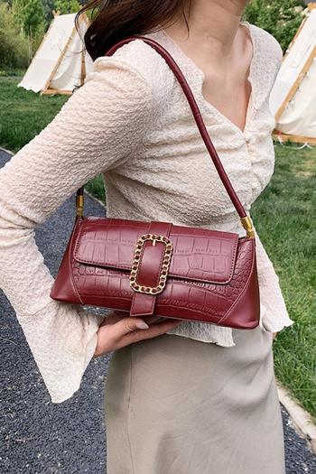 stylish new 6 colors stone pattern pu magnetic button shoulder bag