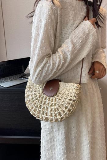 stylish new beach weave straw button shoulder bag