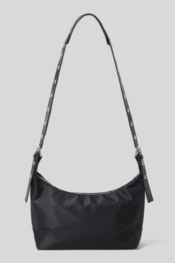 stylish new solid color nylon zip-up shoulder bag