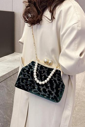 stylish new 4 colors leopard pearl chain shoulder handbag