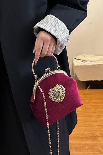 stylish new 5 colors velvet heart labeling crossbody handbag