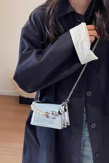 stylish new 4 colors glossy pu pearl chain magnetic button crossbody handbag