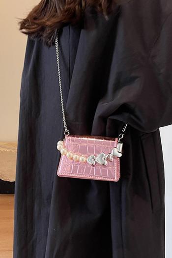 stylish new 4 colors stone pattern pearl chain magnetic button crossbody handbag
