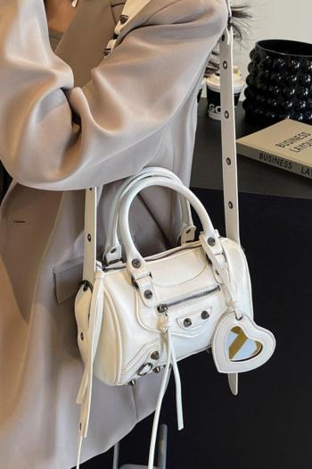 stylish new 6 colors pu mirror pendant zip-up crossbody handbag
