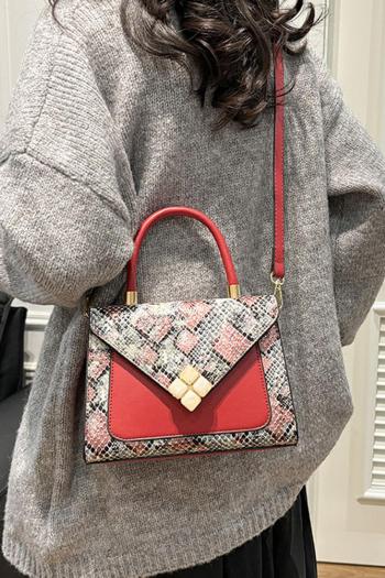 stylish new 7 colors snake pattern magnetic button crossbody handbag