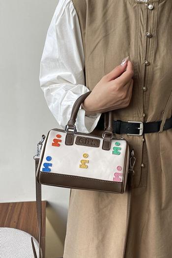 stylish new 4 colors pu contrast color zip-up crossbody handbag