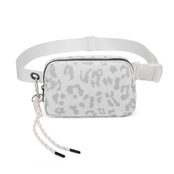 stylish new leopard nylon zip-up fanny pack