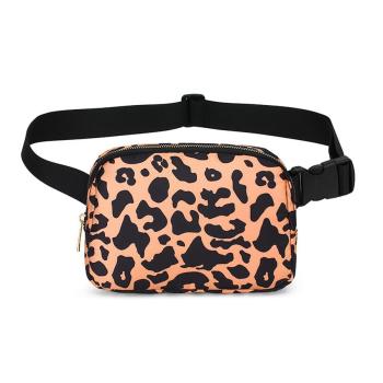 stylish new leopard pattern nylon zip-up fanny pack