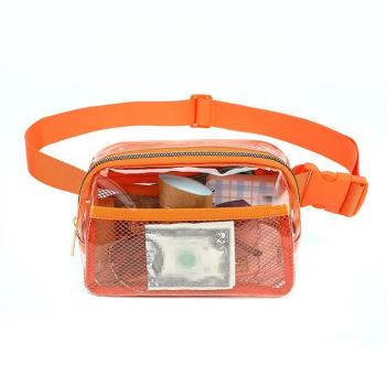 stylish new 5 colors see-through pve nylon zip-up fanny pack(only bag)