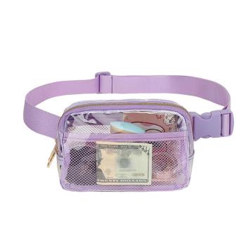 stylish 7 colors see-through pve nylon double-ended zipper fanny pack(only bag)