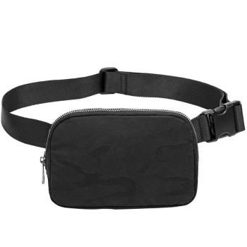 stylish new black camo nylon zip-up fanny pack