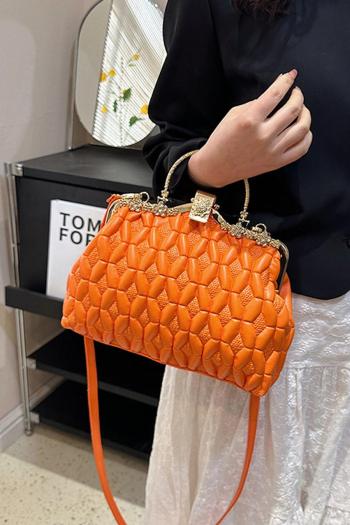 stylish new orange 7 colors pleated design lock buckle crossbody handbag