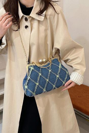 stylish new 3 colors contrast color denim crossbody handbag