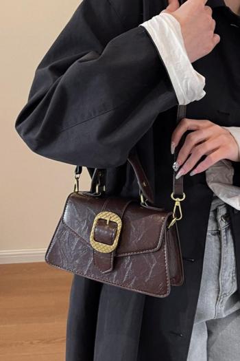 stylish new 3 colors wrinkle pu magnetic button crossbody handbag