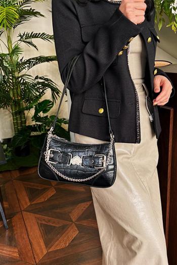 stylish new 3 colors crocodile pattern pu zip-up shoulder bag