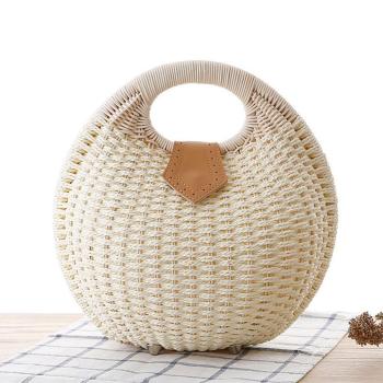 stylish new 7 colors shell shape beach straw handbag