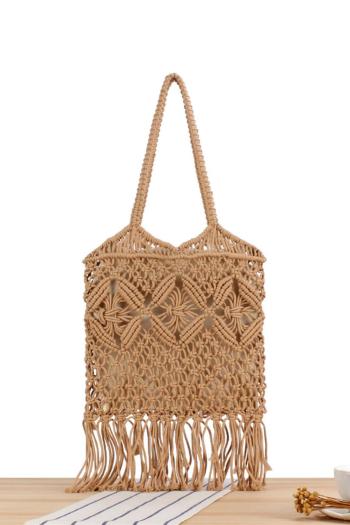 stylish new 4 colors tassels decor weave straw beach bag
