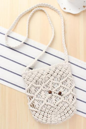 stylish new solid color hollow weave beach straw crossbody bag