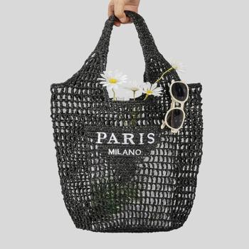 stylish new 7 colors letter embroidery weave straw beach bag