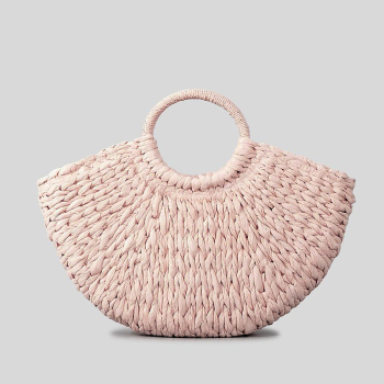 stylish new solid color weave beach straw handbag