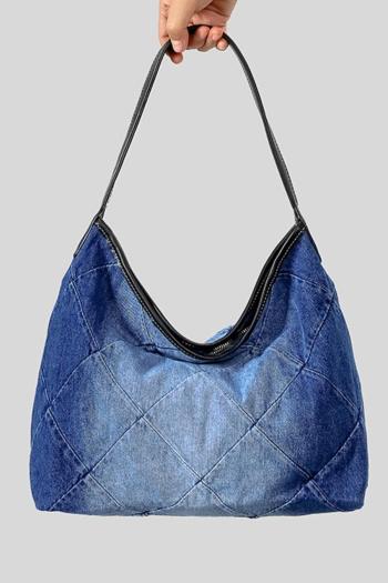 stylish new gradient color denim high-capacity zip-up shoulder bag