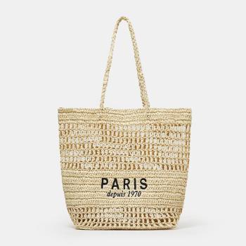 stylish new 7 colors letter embroidery open design weave beach straw bag