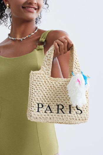 stylish new letter embroidery weave beach straw bag(no pendant)
