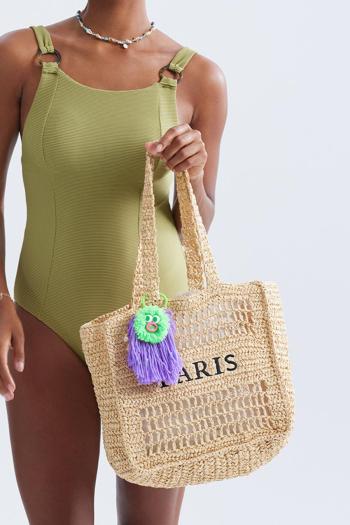 stylish new letter embroidery beach weave straw bag(no pendant)