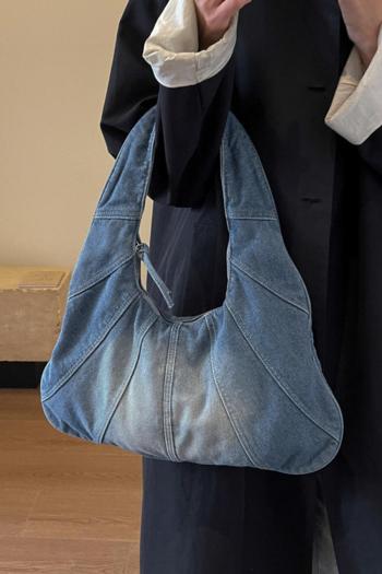 stylish new 3 colors gradient color denim zip-up shoulder bag