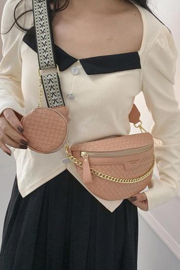stylish new 5 colors weave pu with coin collar zip-up crossbody bag