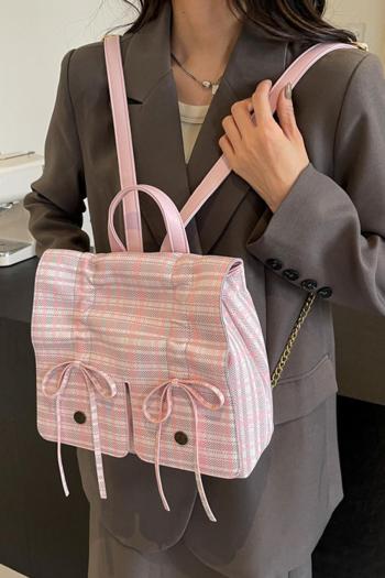 stylish new lattice pu drawstring bow backpack