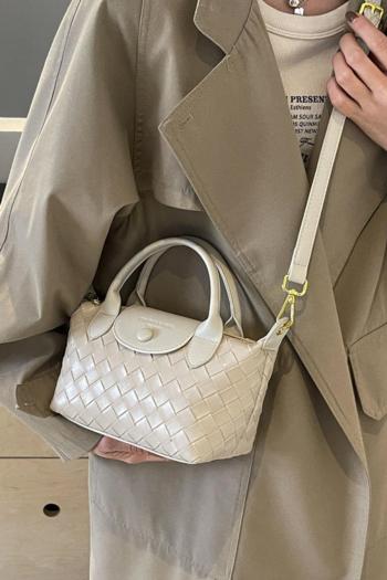 stylish new solid color weave pu magnetic button crossbody handbag