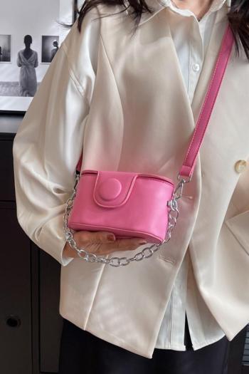 stylish new 4 colors solid color pu square magnetic button crossbody handbag