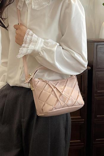stylish new 5 colors pu lattice zip-up adjustable crossbody handbag
