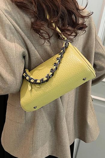 stylish new 4 colors solid color pu zip-up metal chain shoulder handbag