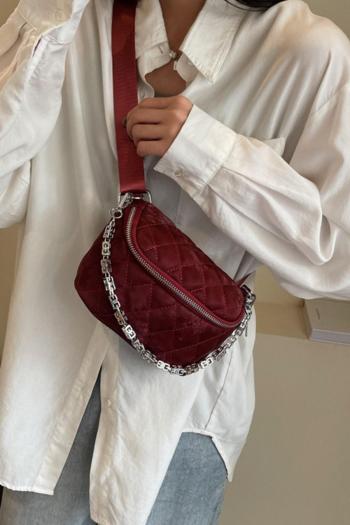 stylish new 4 colors lattice velvet pu zip-up crossbody handbag