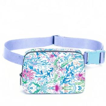 stylish new seagrass printing nylon zip-up fanny pack
