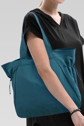 stylish new 3 colors solid color button decor high-capacity shoulder bag