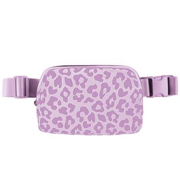 stylish new pink leopard pattern nylon zip-up fanny pack