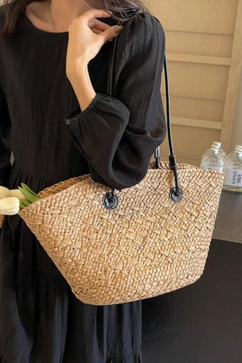 stylish new solid color high-capacity open design beach straw bag