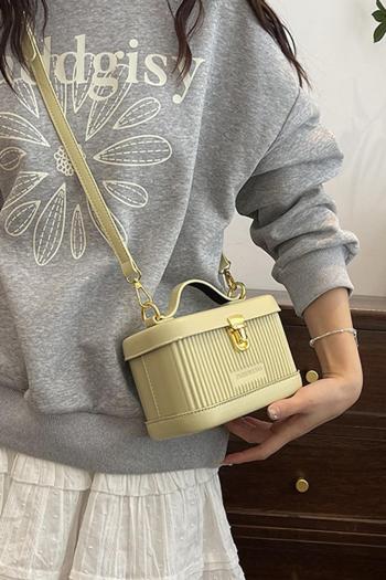 stylish new 5 colors pleated pu box shape lock buckle crossbody handbag
