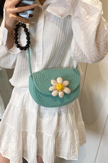 stylish new 4 colors weave flower decor magnetic button shoulder bag