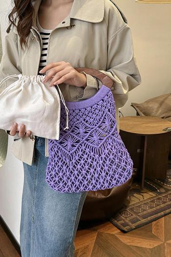 stylish new 9 colors solid color weave drawstring handbag