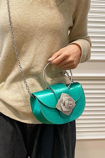 stylish new 8 colors pu rose decor magnetic button crossbody handbag