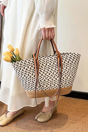 stylish new contrast color weave high-capacity shoulder handbag