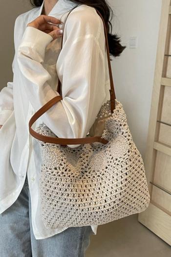 stylish new 3 colors weave straw magnetic button shoulder bag