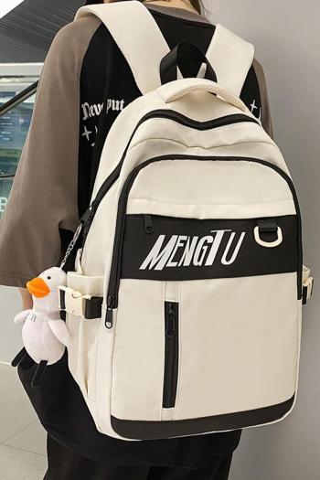 stylish new 4 colors letter printing zip-up without pendant backpack